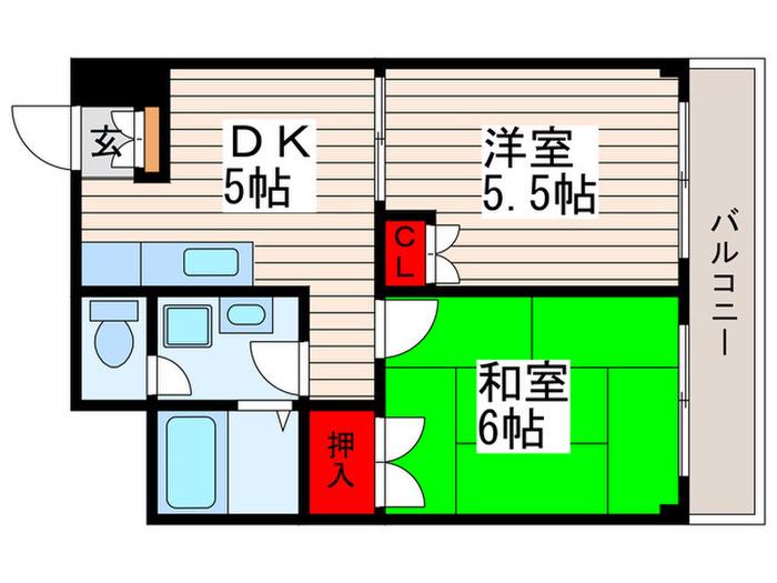 ハイツやすらぎ(2DK/3階)の間取り写真