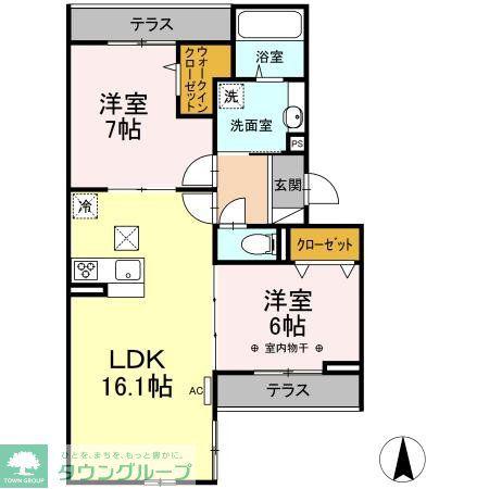 RIZIERE六町(2LDK/1階)の間取り写真