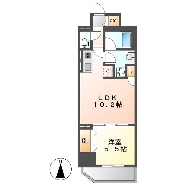 新栄アイサンメゾン(1LDK/3階)の間取り写真