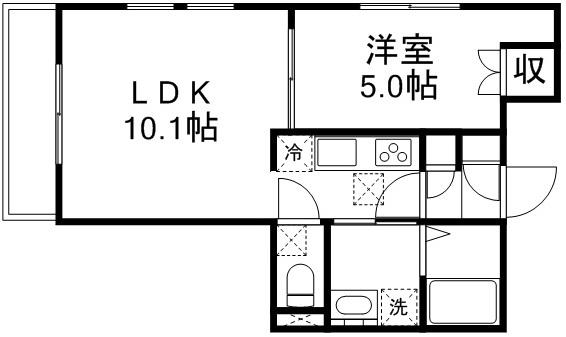 BLUME(1LDK/1階)の間取り写真
