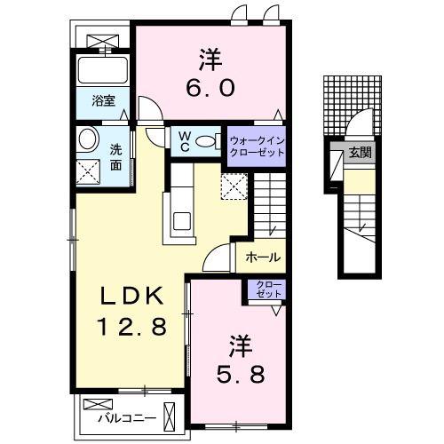 プロディジュー(2LDK/2階)の間取り写真