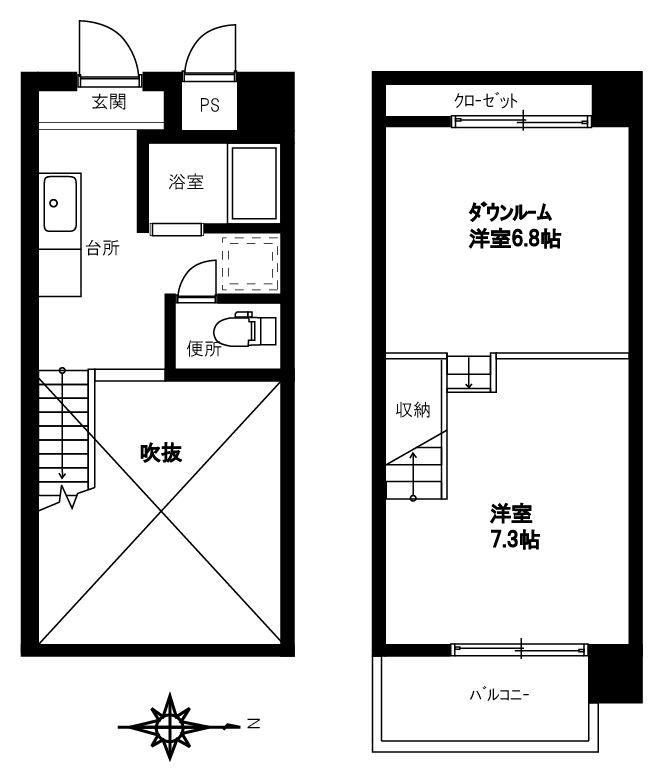 アリエス上立田(2K/3階)の間取り写真