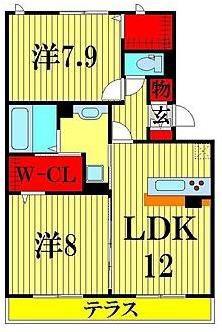 ロイジェントパークスレイクタウンII F(2LDK/1階)の間取り写真