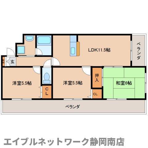 グランポワールII(3LDK/1階)の間取り写真