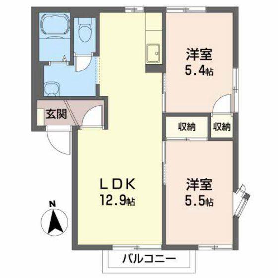 クレストC(2LDK/1階)の間取り写真