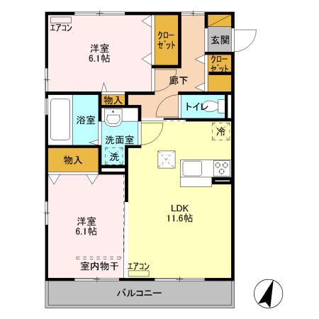 スクエア(2LDK/1階)の間取り写真