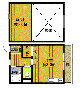 M2コーポ(ワンルーム/1階)の間取り写真