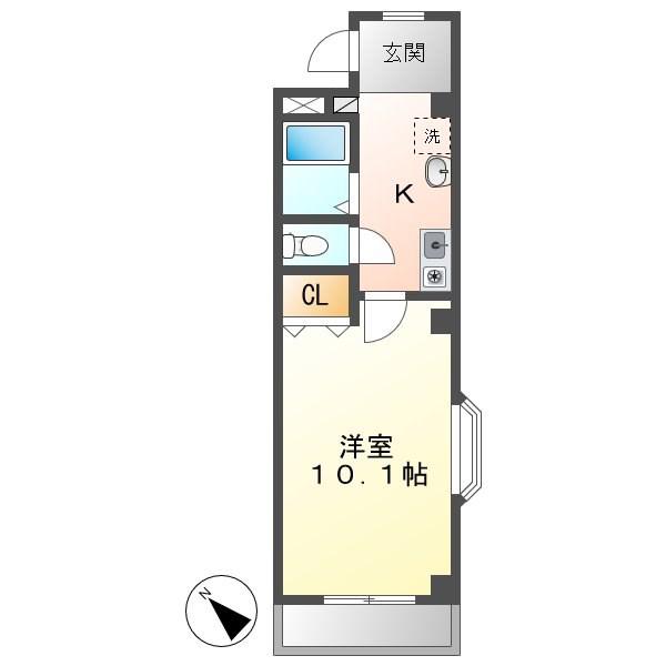 クレセールN(1K/2階)の間取り写真