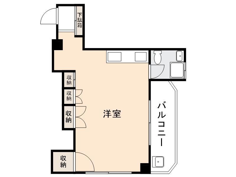 浜ノ町ハイツ(ワンルーム/3階)の間取り写真