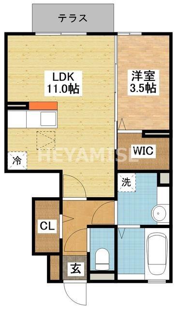 ウィットさつき(1LDK/1階)の間取り写真