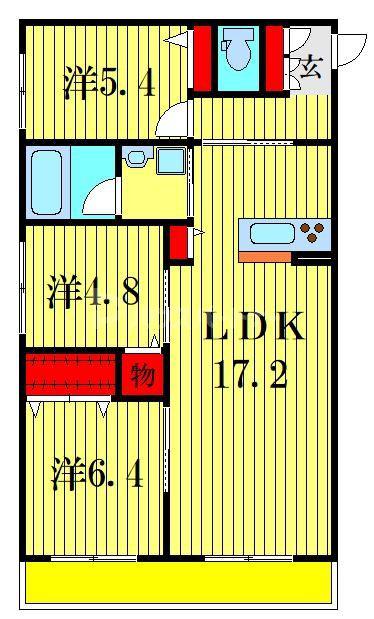 VILLA MONTE ANNEX(3LDK/1階)の間取り写真