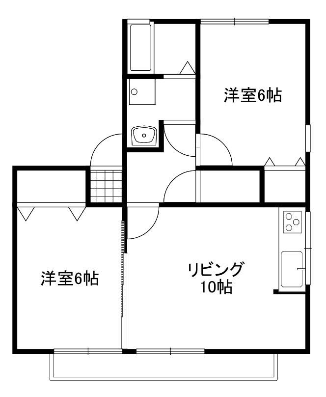 ハイカムール大友(2LDK/1階)の間取り写真