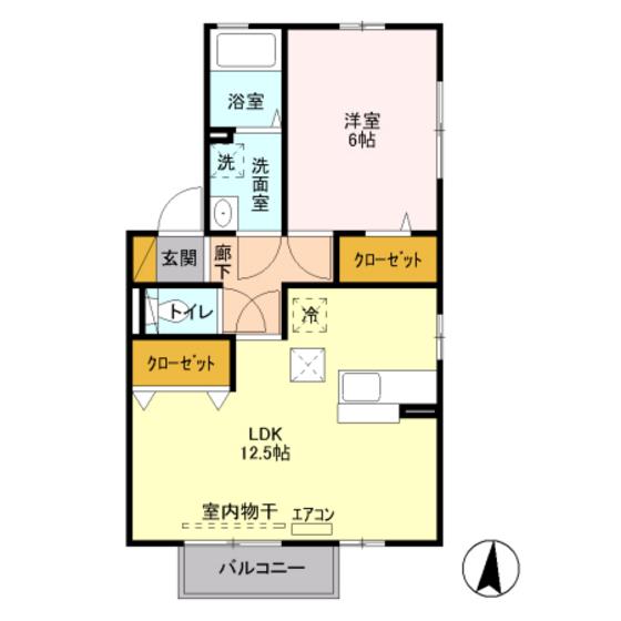 ボナール(1LDK/1階)の間取り写真