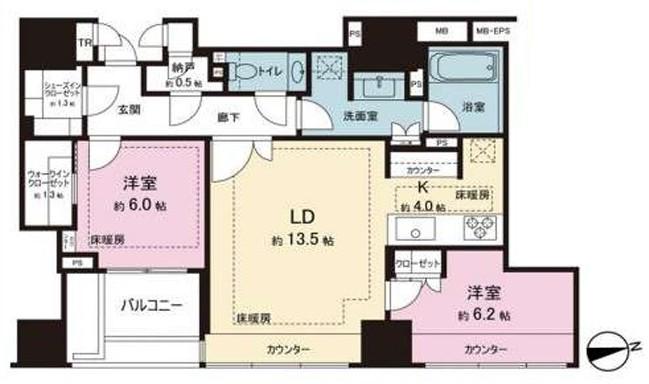 ザ・パークハウスグラン三番町26(2LDK/10階)の間取り写真