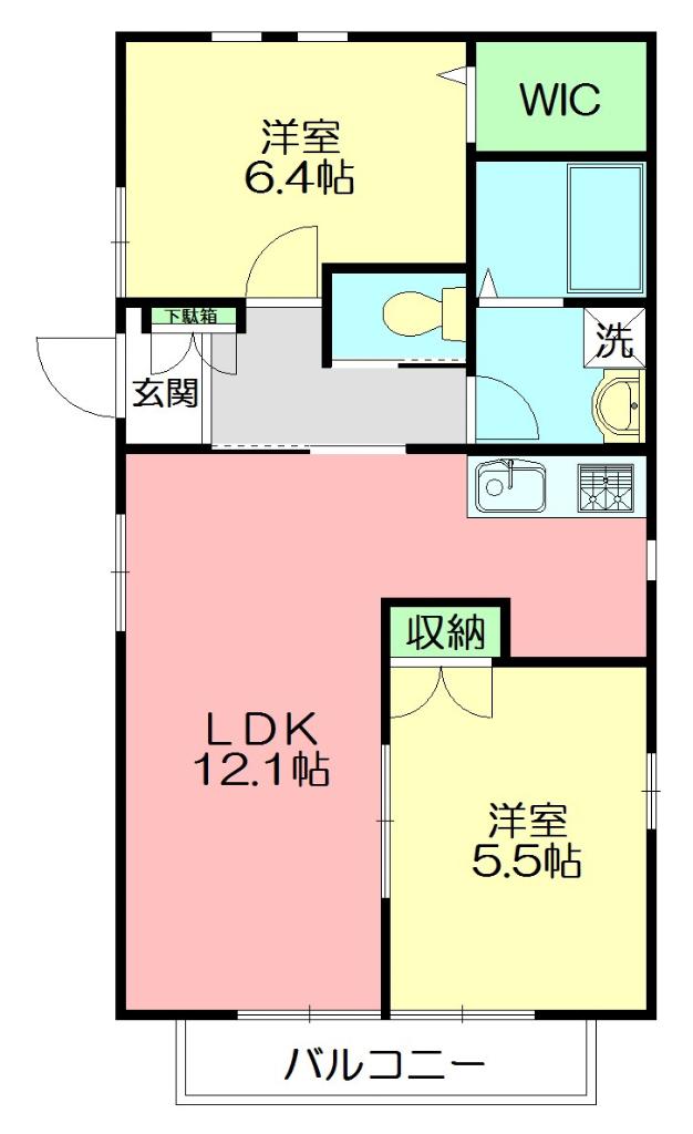 AZUR 東戸塚(2LDK/2階)の間取り写真