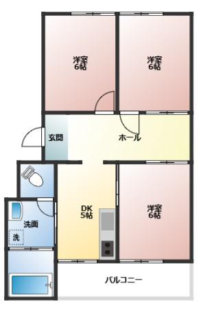 焼山第3マンション(3DK/3階)の間取り写真