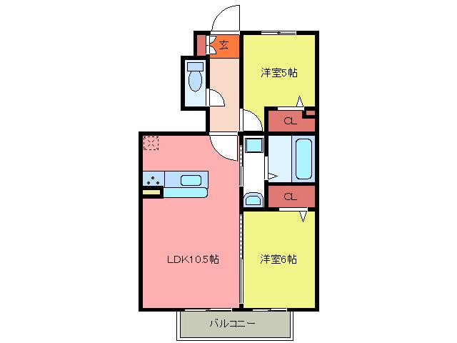 ラ・グラシューズ(2LDK/1階)の間取り写真