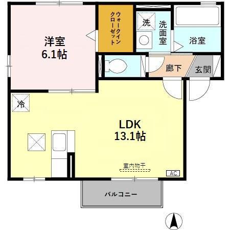 コンフォートスクエアB棟(1LDK/1階)の間取り写真