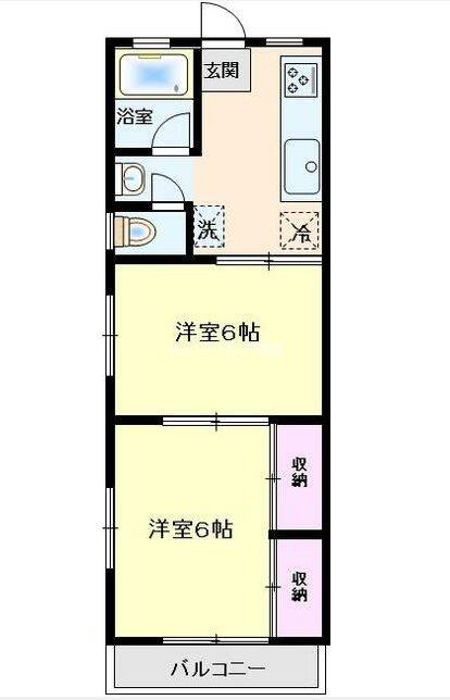 倉井ビル(2K/3階)の間取り写真