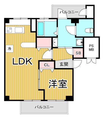 VIEW TERRACE 売布1(1LDK/2階)の間取り写真