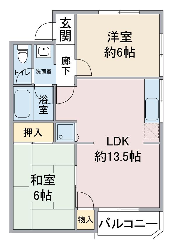 ムーニーヨーロピアン(2LDK/2階)の間取り写真