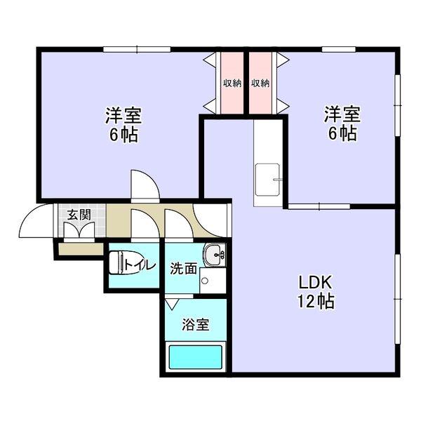 ルピナス18(2LDK/1階)の間取り写真