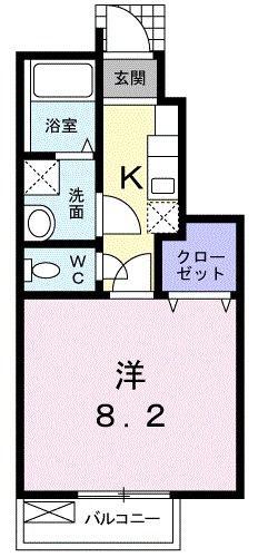 カトゥルセゾン(1K/1階)の間取り写真