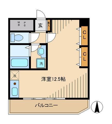 フォンテーヌ雅(ワンルーム/4階)の間取り写真