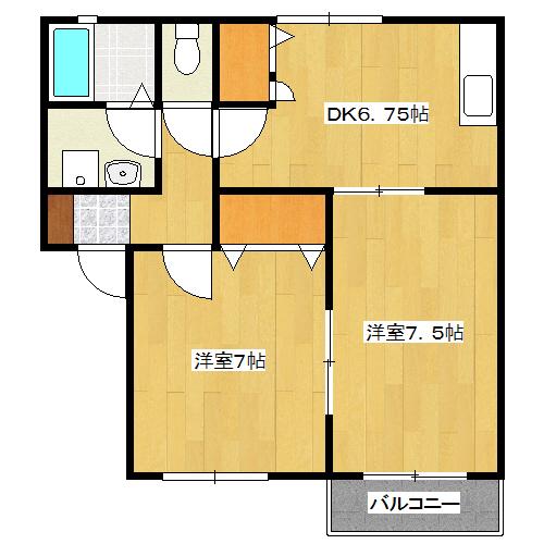 エスポワール住吉(2DK/2階)の間取り写真