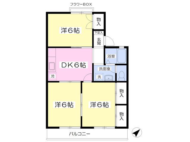メゾンフローラおゆみ野(3DK/2階)の間取り写真