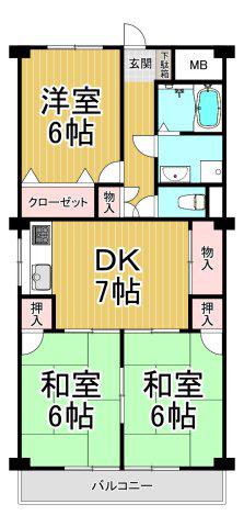 ヴィエント信和(3DK/3階)の間取り写真