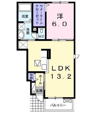 サウス ウィンド A(1LDK/1階)の間取り写真