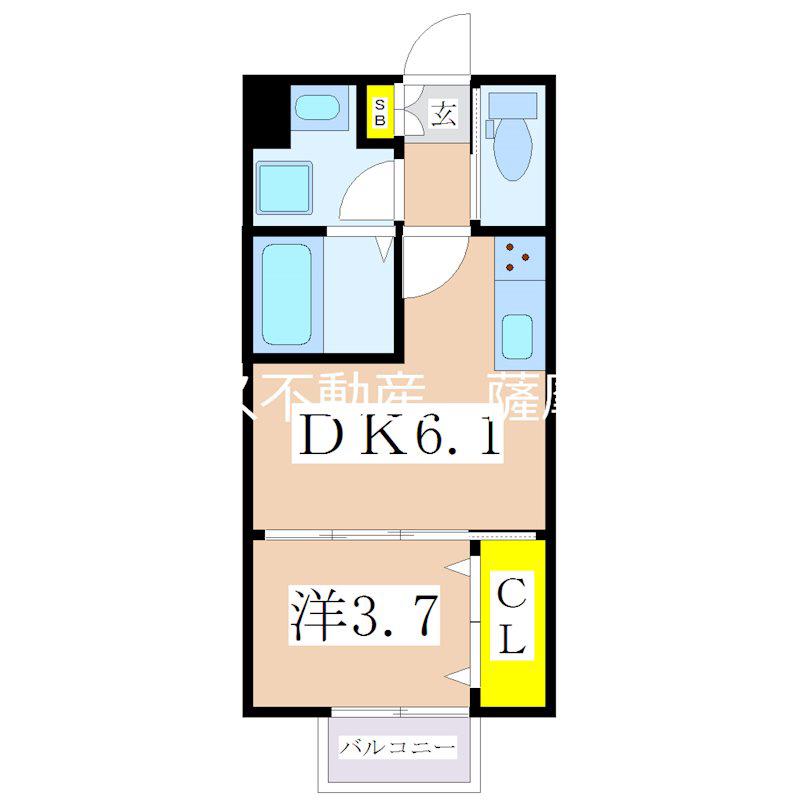 MARINE(1DK/1階)の間取り写真