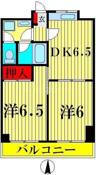 エトワール嵯峨(2DK/6階)の間取り写真
