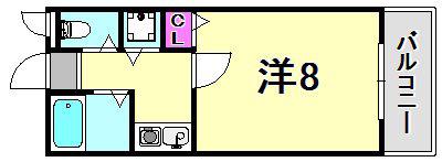 パインリッチI(1K/2階)の間取り写真