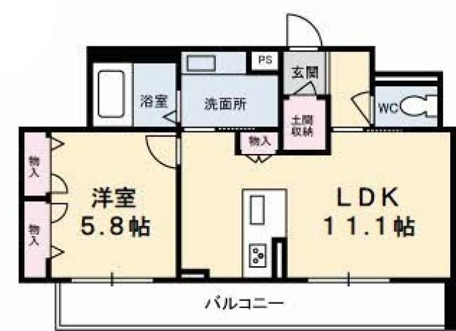 FORENABRUN徳島(1LDK/2階)の間取り写真