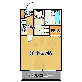 フォルス12(1K/2階)の間取り写真