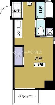 レオンコンフォート弁天町(ワンルーム/7階)の間取り写真