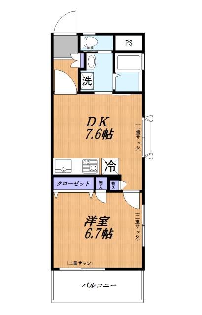 メモワール(1DK/3階)の間取り写真