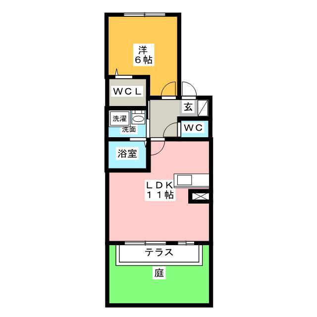 リビングタウン浅羽(1LDK/1階)の間取り写真