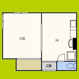 明和マンション(1DK/2階)の間取り写真