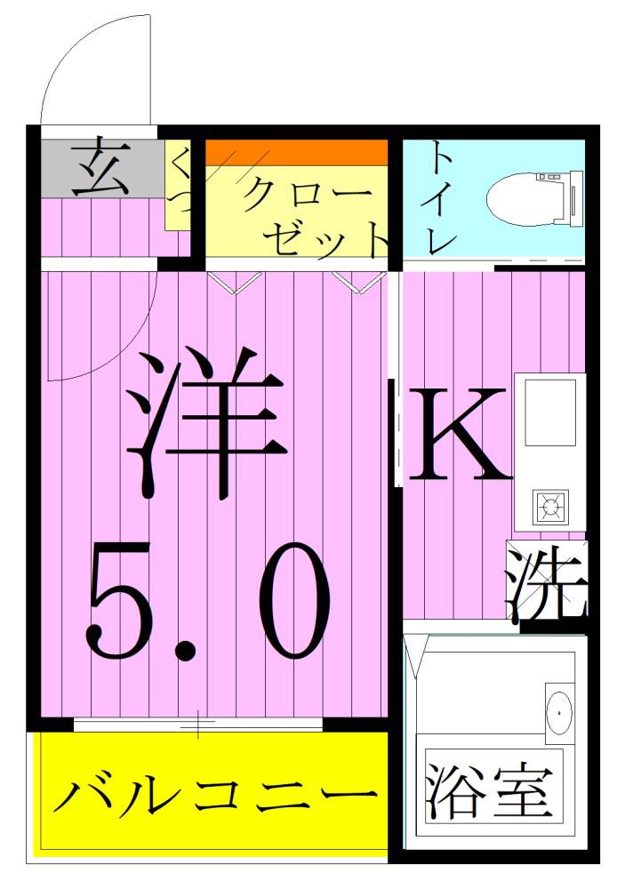 メルディア竹ノ塚2丁目2(1K/2階)の間取り写真