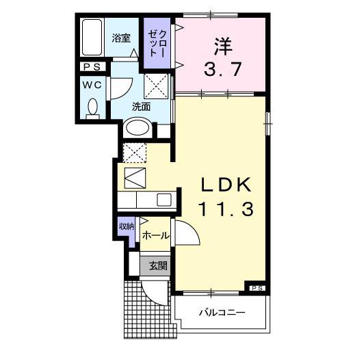 ドゥーハウスV A棟(1LDK/1階)の間取り写真