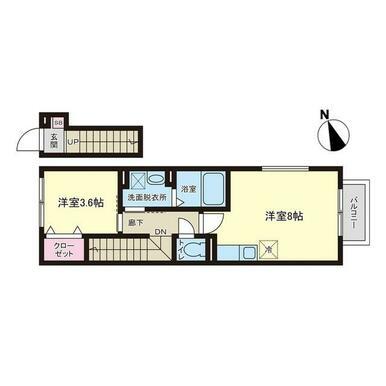 PREMORY北仙台(1LDK/2階)の間取り写真