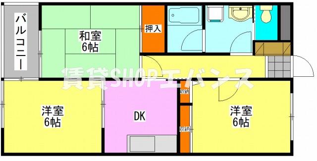 パレスF(3DK/1階)の間取り写真
