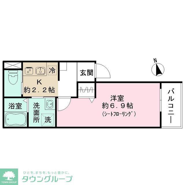 入間市下藤沢 AP(1K/1階)の間取り写真