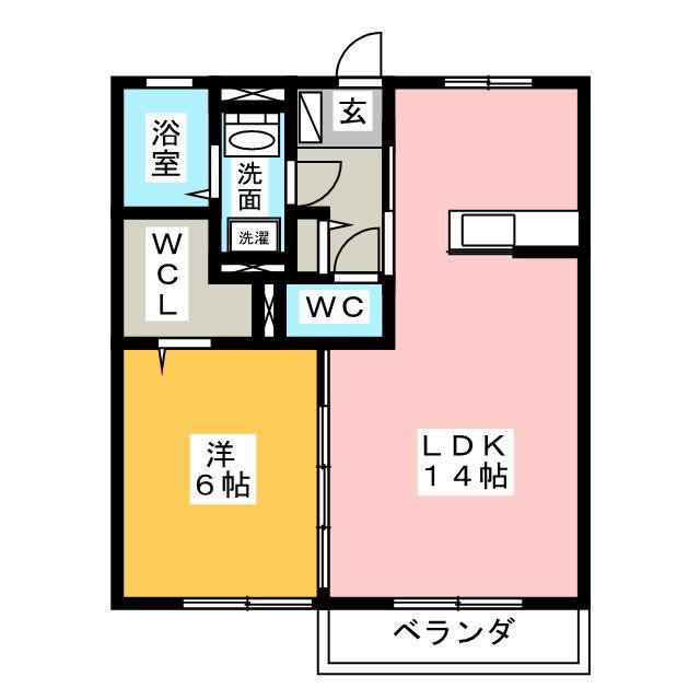 グランドソレーユC(1LDK/1階)の間取り写真