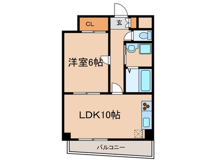 ヴェルデ葵(1LDK/4階)の間取り写真