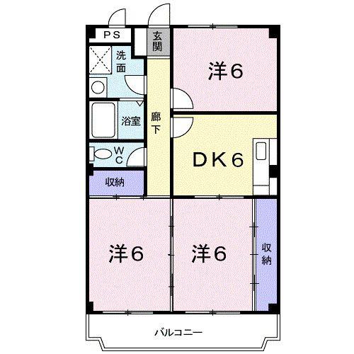 グランドール柏(3DK/2階)の間取り写真