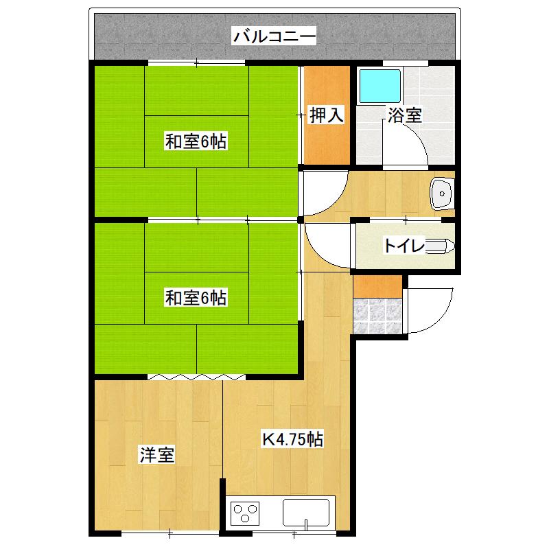 アルファコートII(3K/1階)の間取り写真